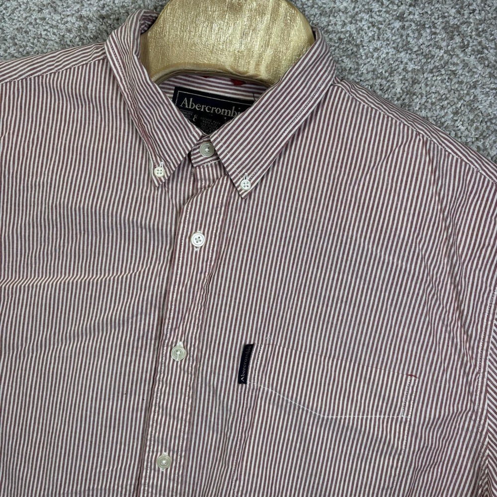Abercrombie & Fitch Shirt Mens XL Red Stripe Long Sleeve Button Down Casual